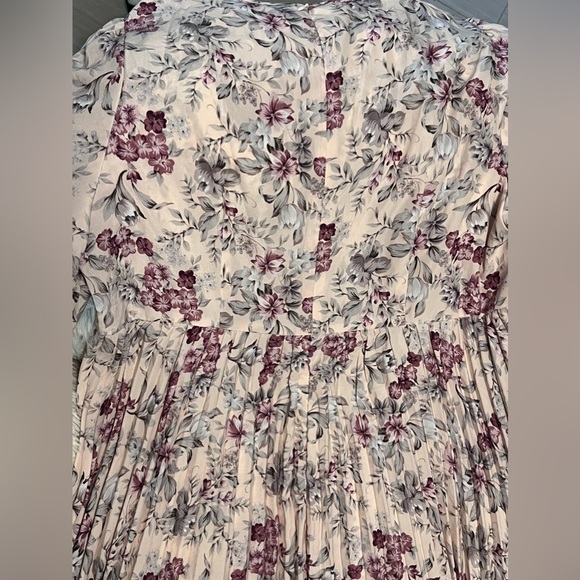 Floral Pleated Maxi Dress * Back Zipper Elastic Sleeves Keyhole * SHEIN Curve 3X - Picture 9 of 12